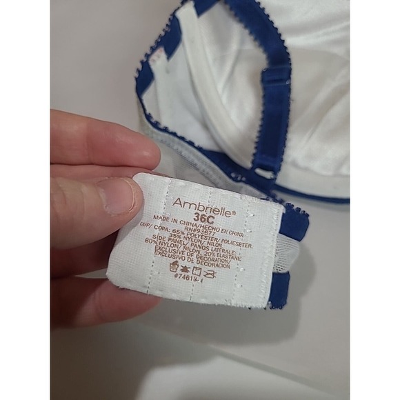 Ambrielle White Floral Full Coverage Adjustable Underwire Push Up Bra Size 36C - Picture 6 of 6